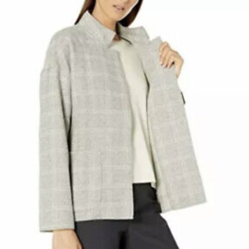 NWT Eileen Fisher Dark Pearl Wool Blend HI Collar Coat